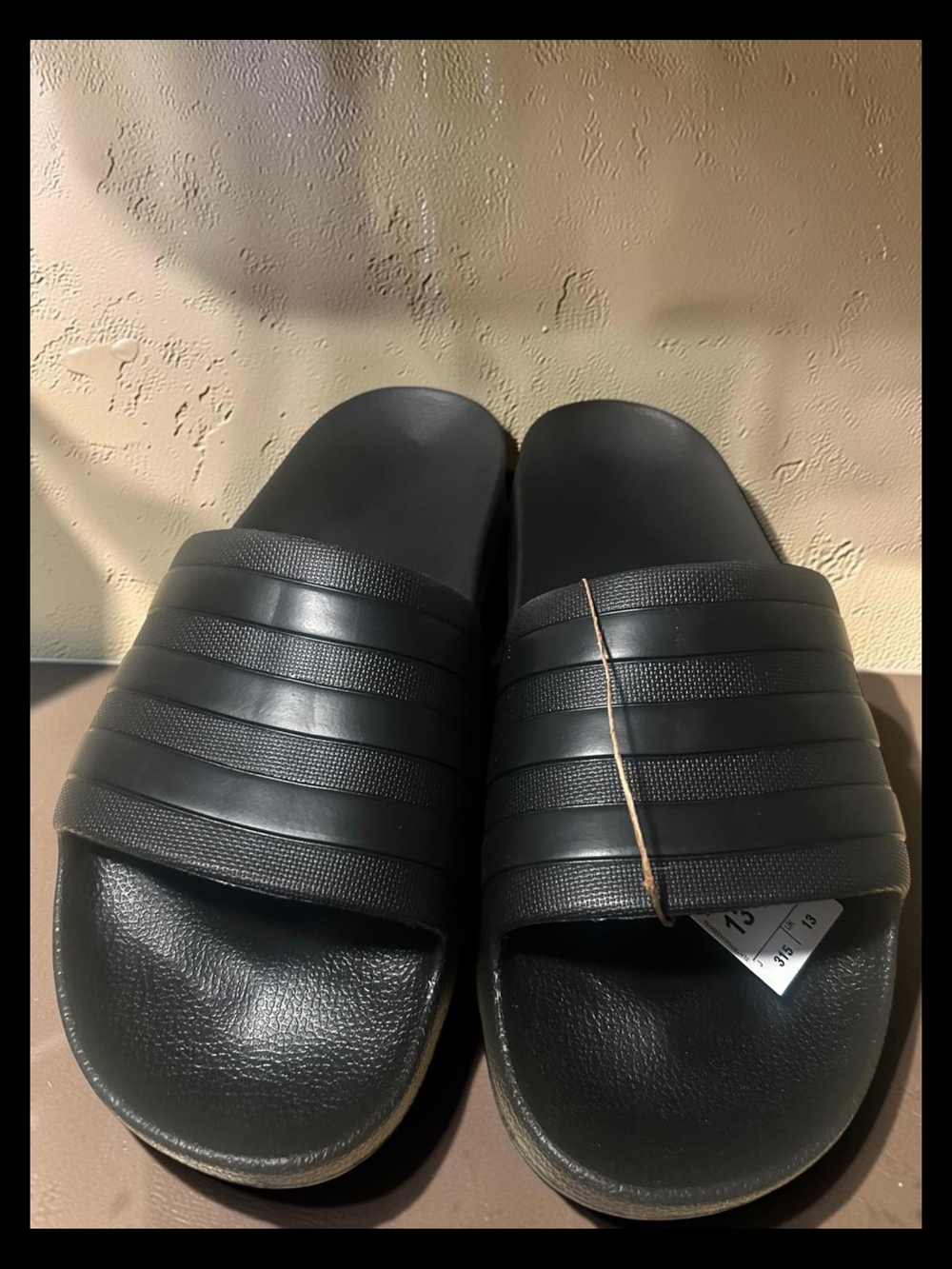 adidas Men's Black Slide Sandals with Textured Strap